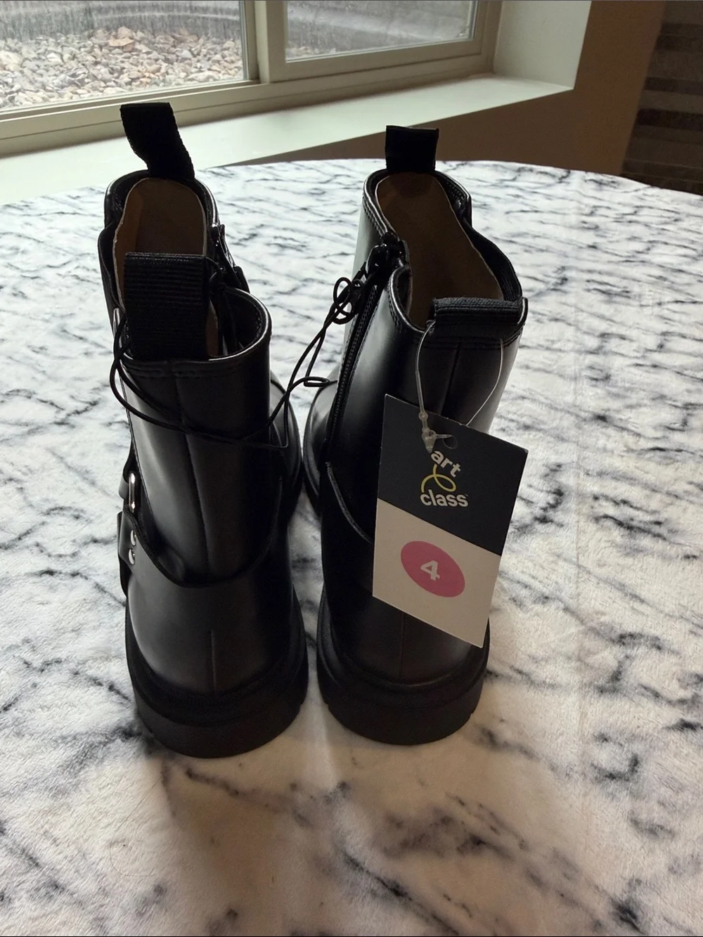 Art Class Big Girls Crosby Harness Moto Boots - Black Sise 4.